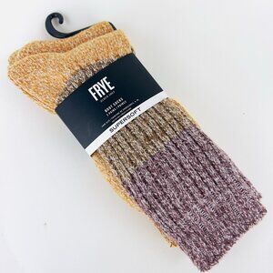 FRYE Women's Supersoft Boot Socks 2 Pairs Gold/Brown/Wine Shoe Size 5-10 NWT